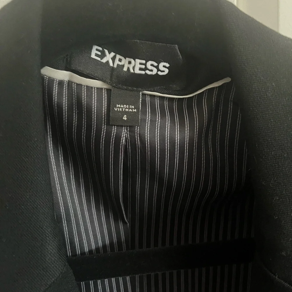 Express Black Blazer with Striped Lining - Picture 2 of 3